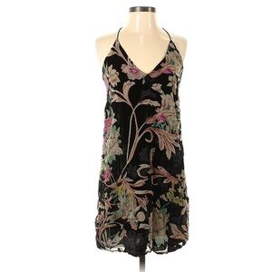 Sheer Velvet Floral Dress with Lace Detail